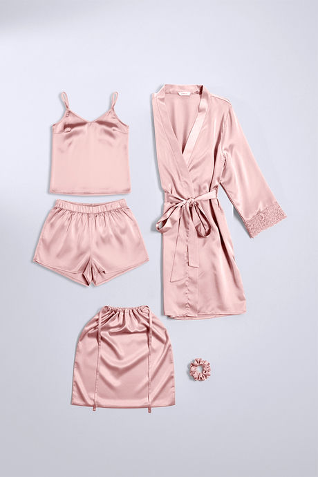 Zivame Luxe Satin 5 Pc Sleep Set - Spanish Villa — image 2